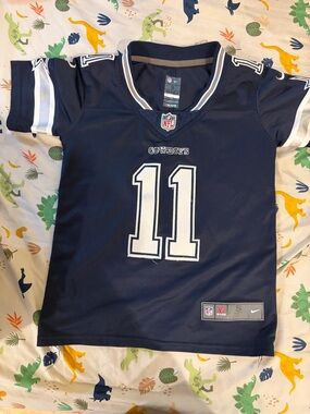 Nike Navy and White Cowboys #11 Kids Football Jersey size small